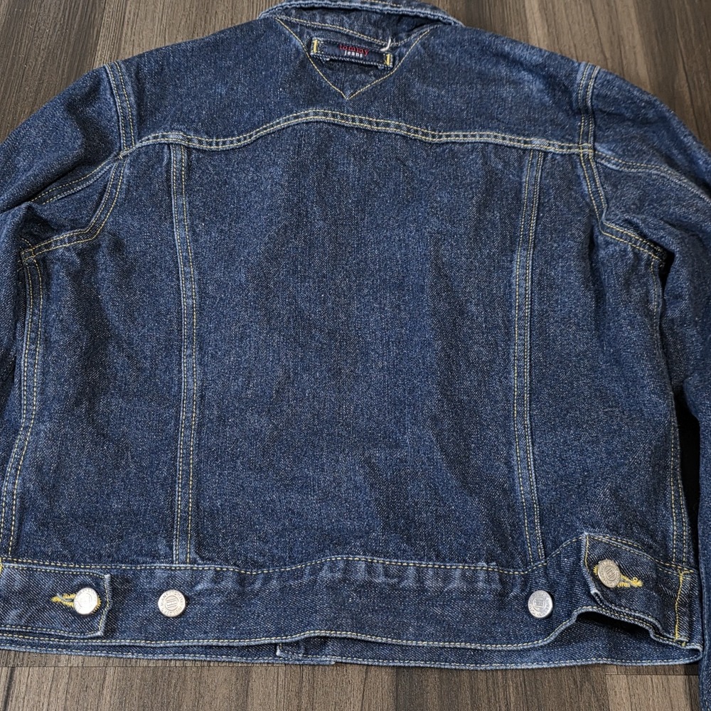 Vintage Y2K Vintage Tommy Jeans Denim Trucker Jacket Dark Rinse Women Size L... - Picture 4 of 12